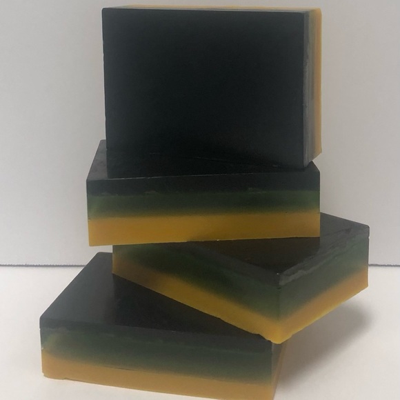 Charcoal, Aloe Vera and Turmeric Layered Soap Bars - Picture 1 of 2
